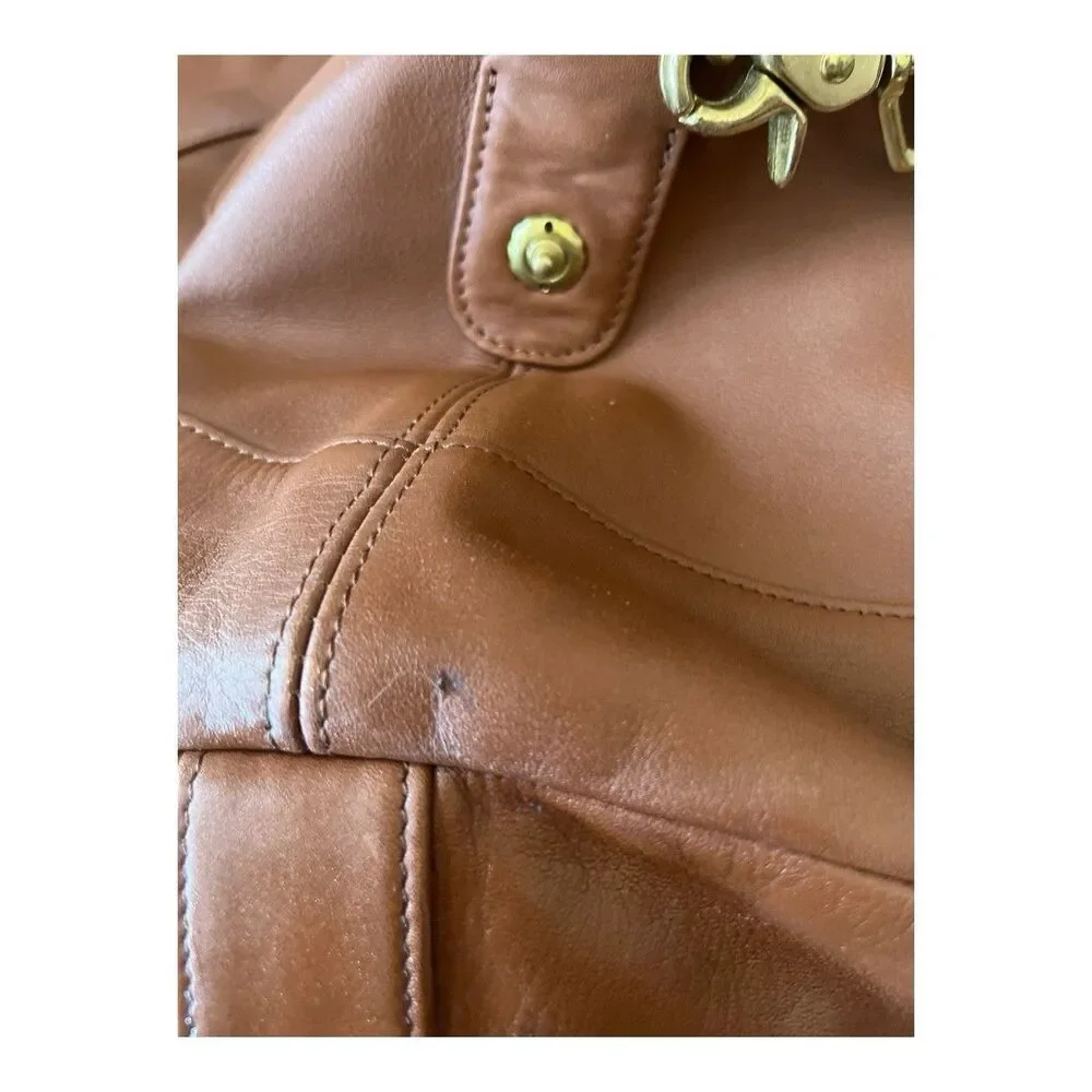 Vintage Coach Cabin Weekender Leather Duffle Bag 199-0502 Brass  22.5x11x9